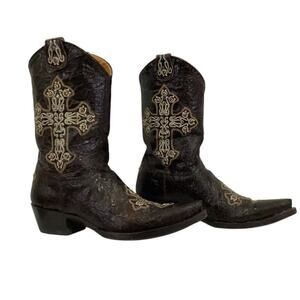 Old Gringo Brown Leather Jeweled Studded Cross Western Cowgirl Boot Size 6